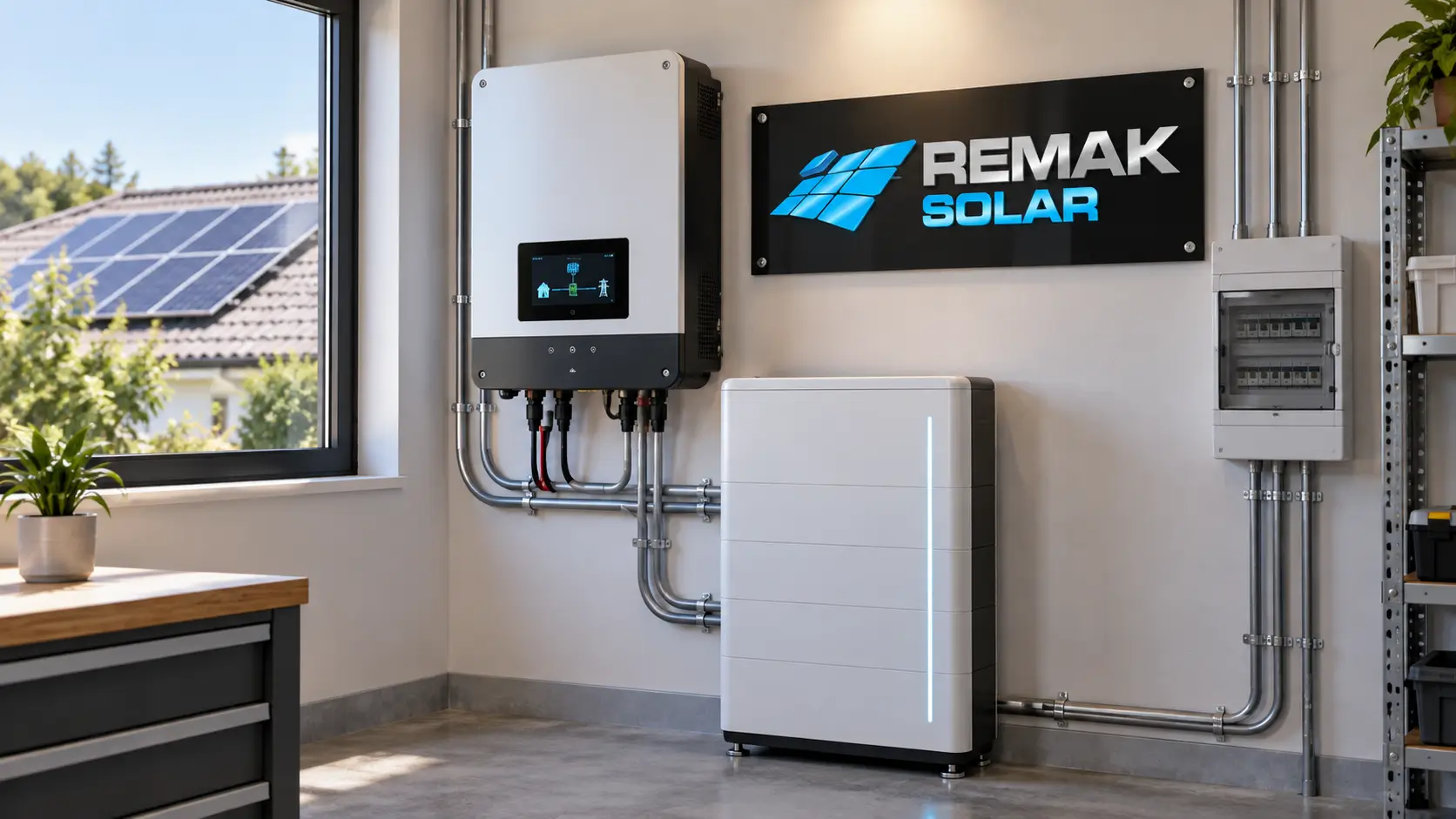 güneş enerjisi batarya sistemi, hibrit solar inverter, lityum enerji depolama, ev tipi güneş enerjisi sistemi, Remak Solar