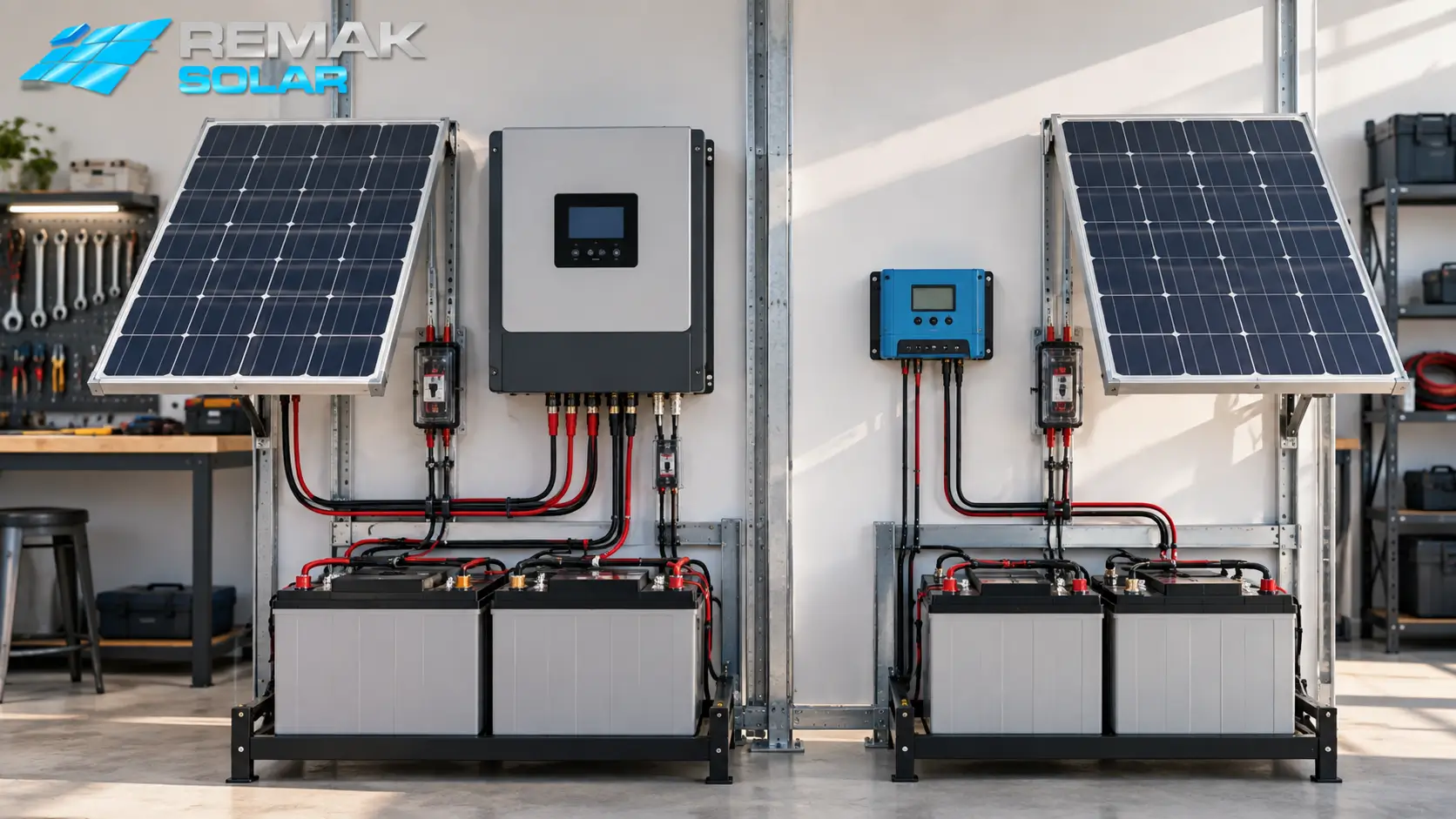 MPPT charge controller, PWM charge controller, off-grid solar system, solar battery bank, photovoltaic system comparison, solar tracker üreticisi, güneş takip sistemi üreticisi, remak solar, 